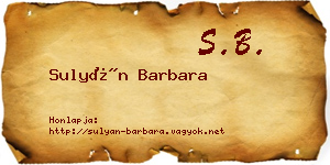 Sulyán Barbara névjegykártya