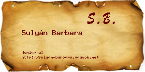 Sulyán Barbara névjegykártya